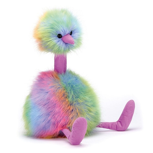 Jellycat Rainbow Pompom Ostrich Medium 33cm Plush Super Soft Toy