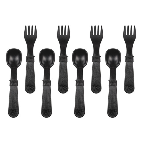 Re-Play Forks and Spoons (4 of each - No Retail Packaging) - Black