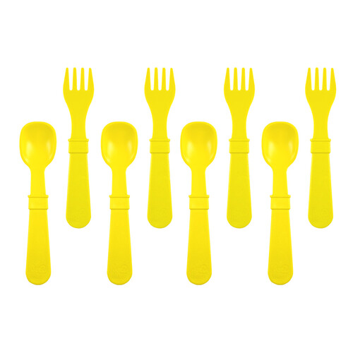 Re-Play Forks and Spoons (4 of each - No Retail Packaging) - Yellow