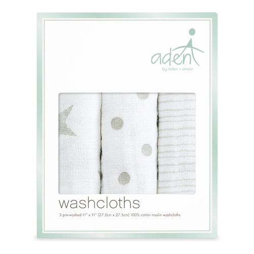 Aden Washcloth - Dusty Stars Grey 3 pack by Aden+Anais