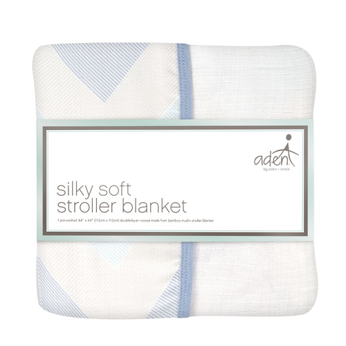 Aden Bamboo Stroller Blanket Ziggy Blue/Broken Chevron by Aden+Anais