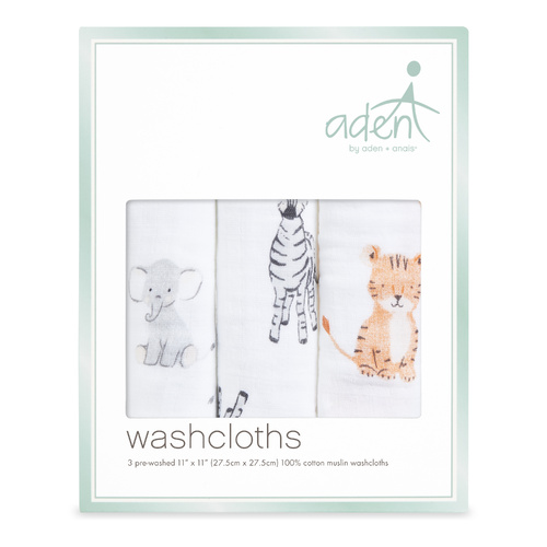Aden Washcloth 3 pack - Safari Babes by Aden+Anais
