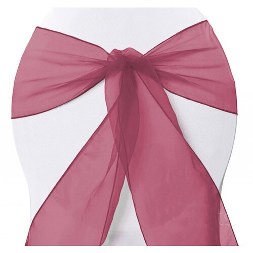 Wedding & Event Linen - Chair Sash Organza - Burgundy