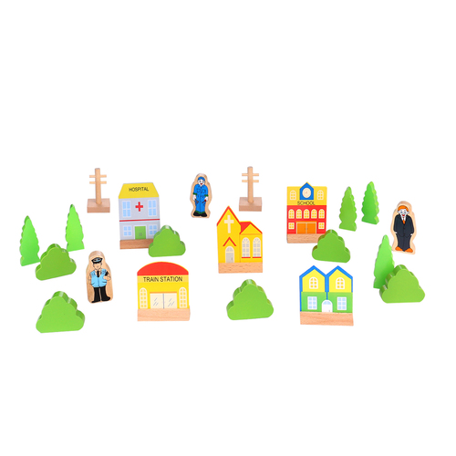 Tooky Toy Wooden Town Play Set