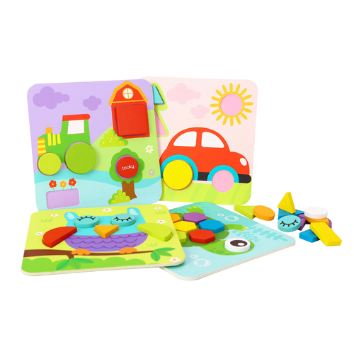 Tooky - Wooden 4 in 1 Shape Puzzle