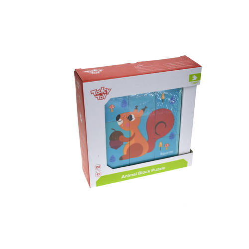 Tooky - Wooden Animal Block Puzzle with Drawing Card