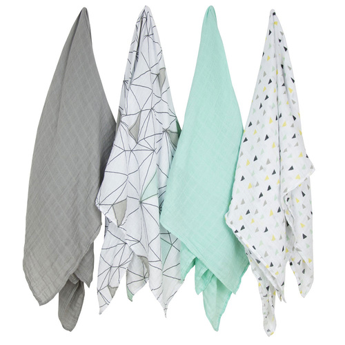 The Little Linen Company Weegoamigo Baby Muslin Swaddle 4 Pack